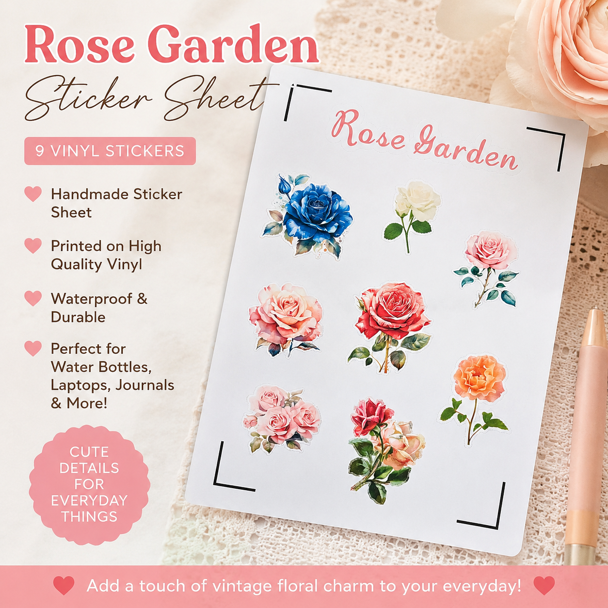 Rose Garden Sticker Sheet (Pack of 5)