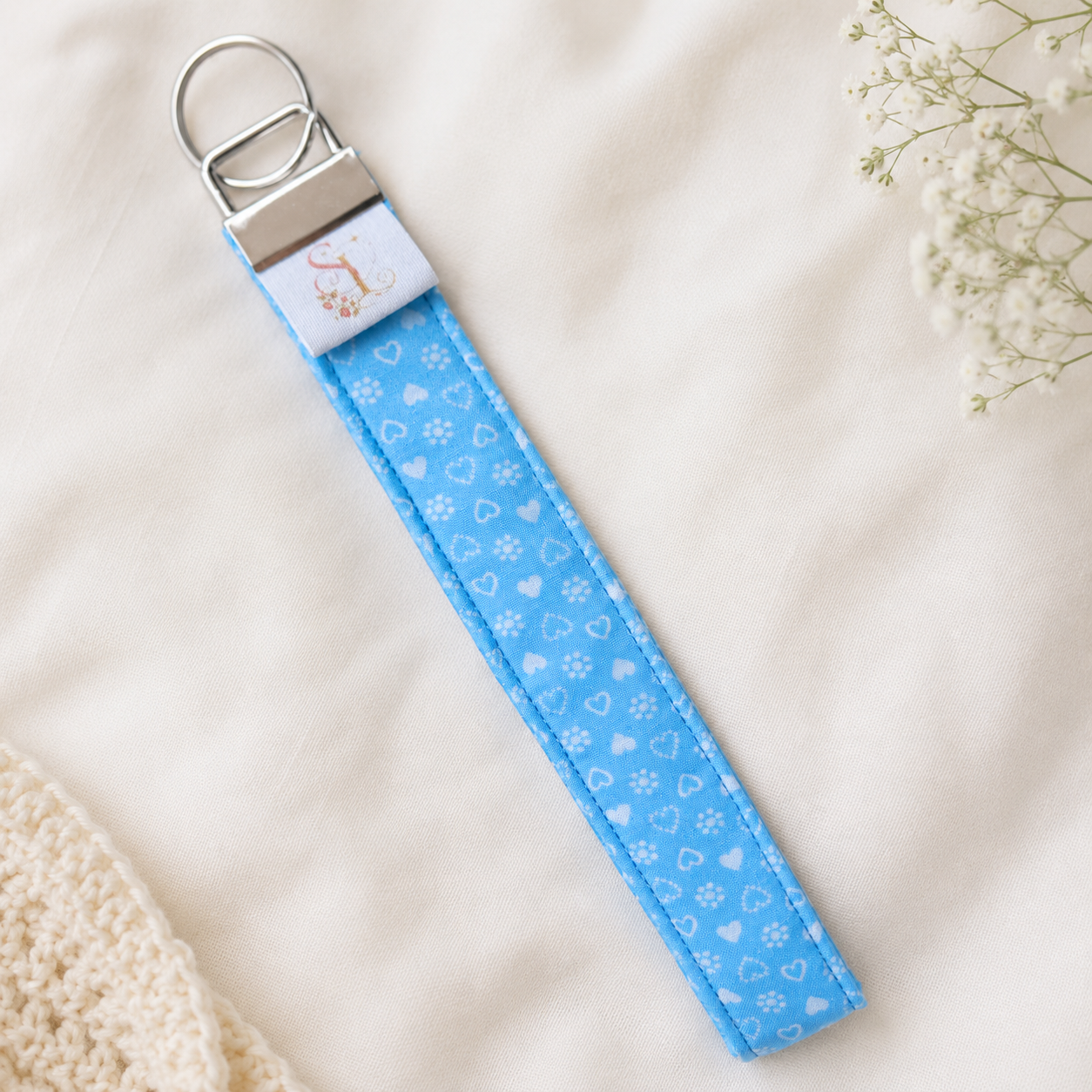 Blue Hearts Wristlet - 7 inch
