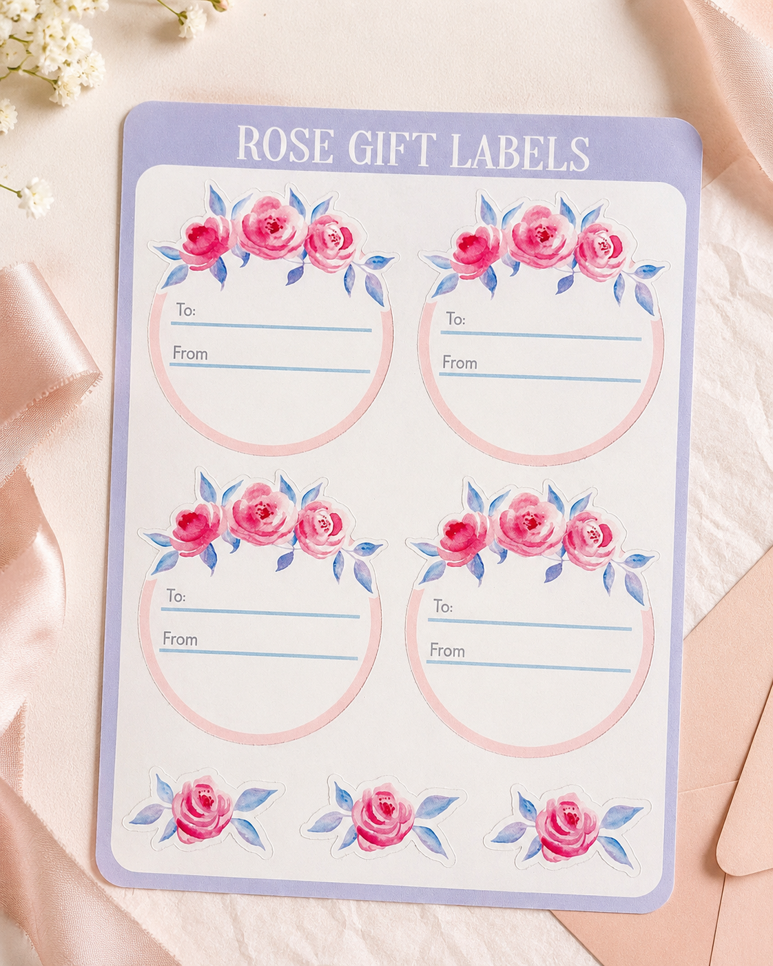 Rose Gift Labels (Pack of 5)