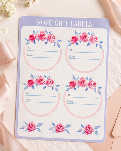 Rose Gift Labels (Pack of 5)
