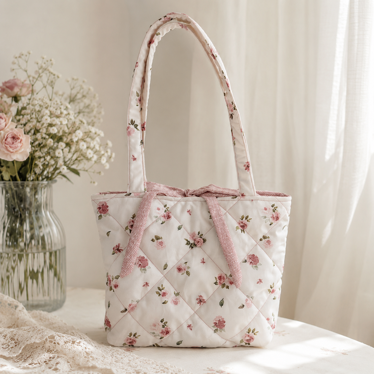 Rosebud Quilted Tote