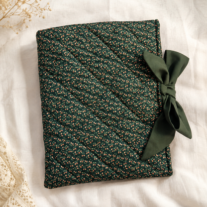 Quilted Forest Green Floral Book Sleeve