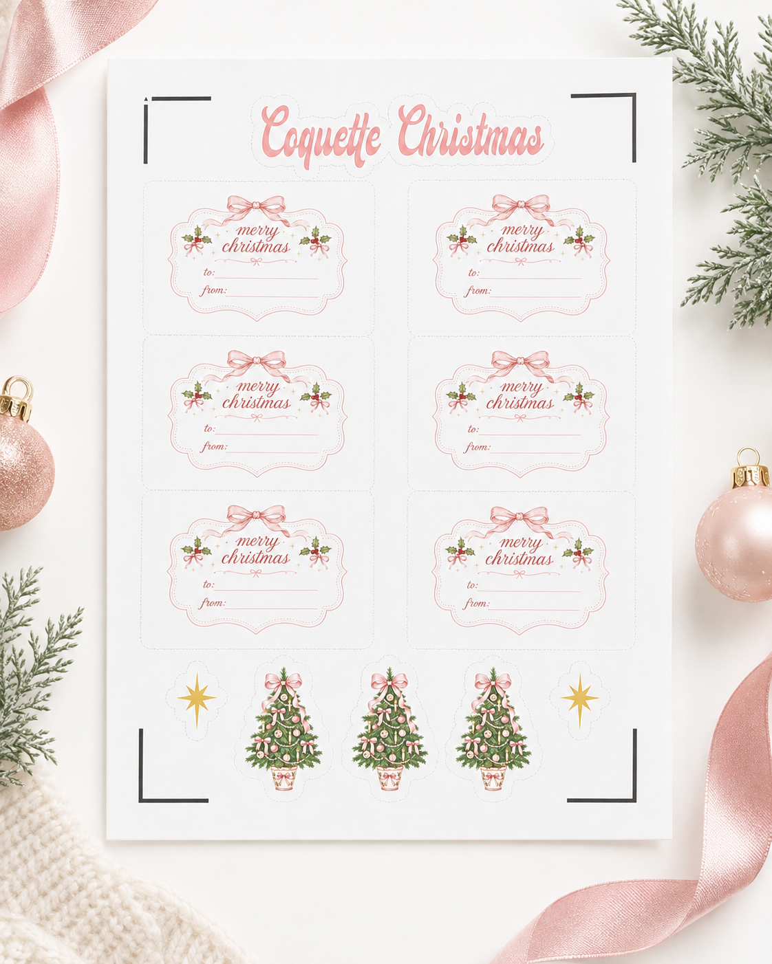 Coquette Christmas Gift Labels (Pack of 5)