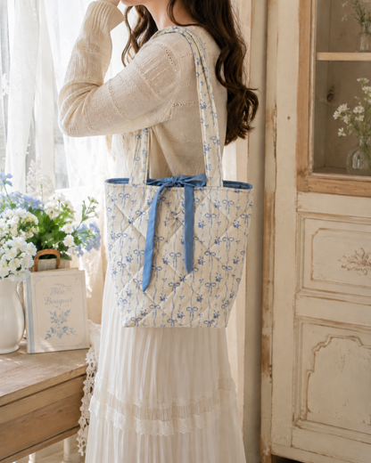 Blue Coquette Quilted Tote
