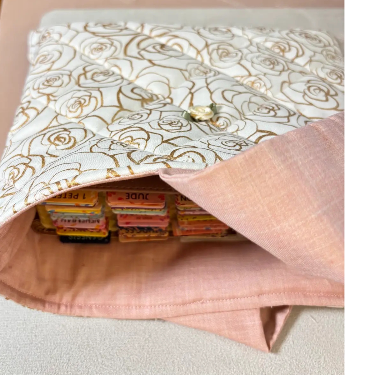Golden Rose Quilted Book Sleeve