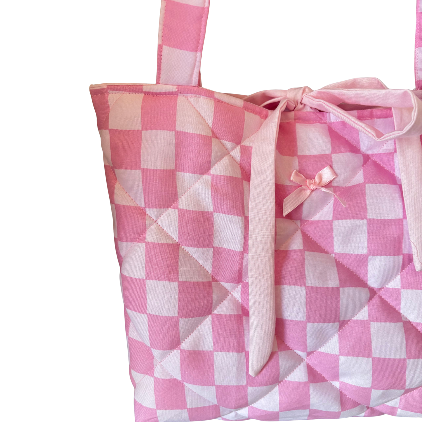 Pink Checkers Quilted Tote