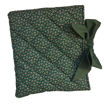 Quilted Forest Green Floral Book Sleeve