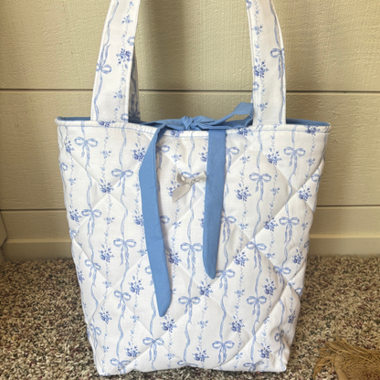 Blue Coquette Quilted Tote