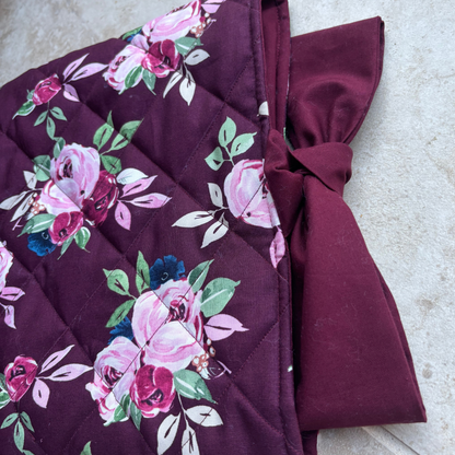 Burgundy Floral Quilted Book Sleeve