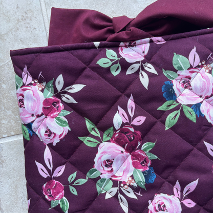 Burgundy Floral Quilted Book Sleeve