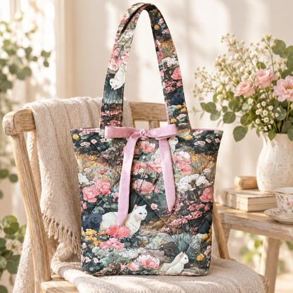 Cat Meadow Quilted Tote