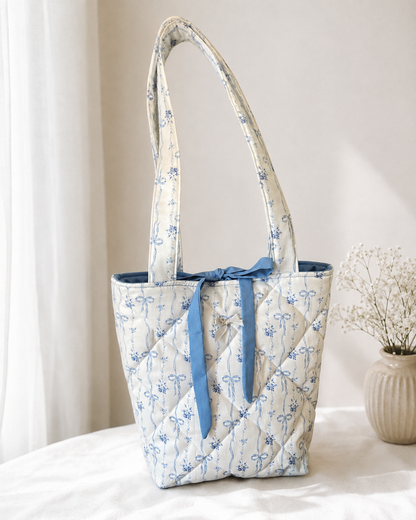 Blue Coquette Quilted Tote