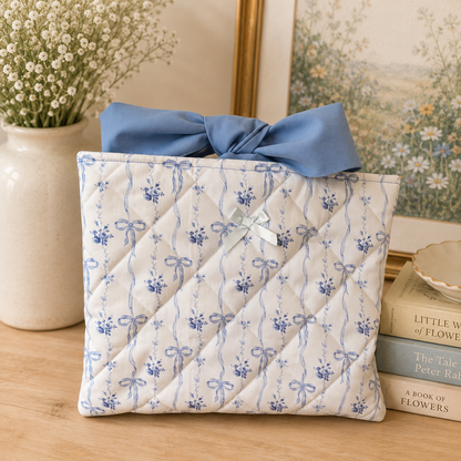 Blue Coquette Quilted Book Sleeve