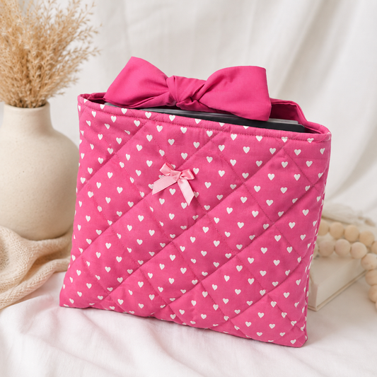 Pink Hearts Quilted Book Sleeve