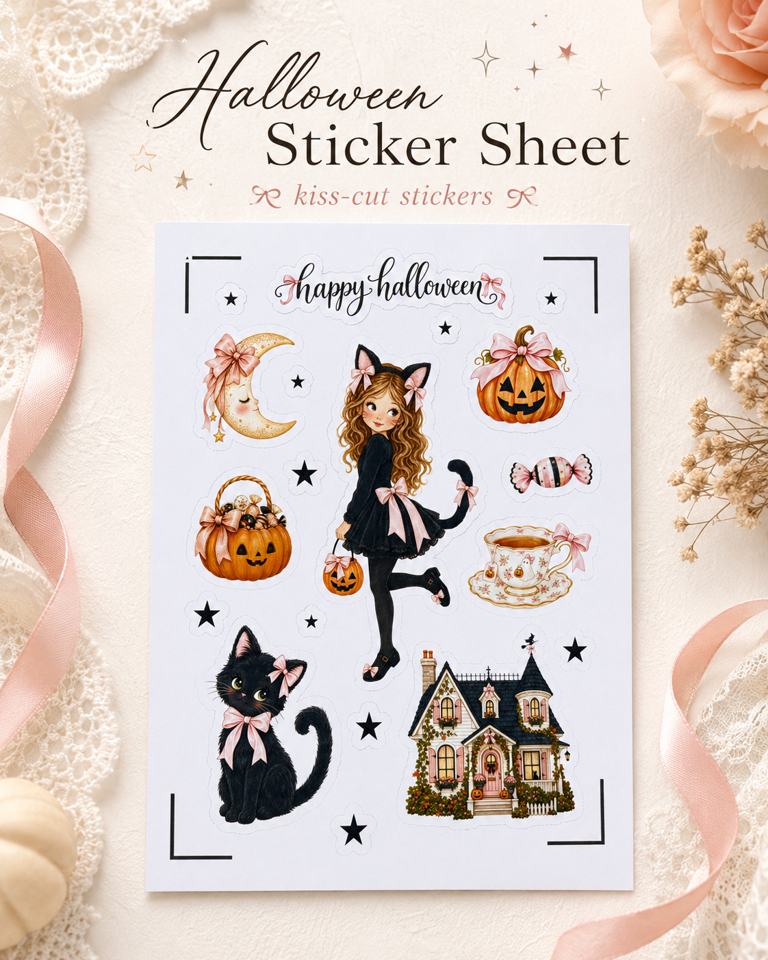Coquette Halloween Sticker Sheet